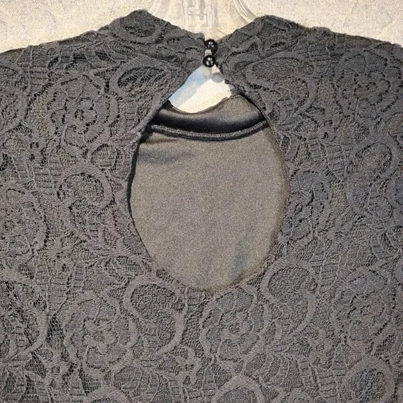 Suzy Shier Women's Black Lace & Mesh Long Sleeve Cut Out Goth  Dress Size Small - Picture 7 of 11